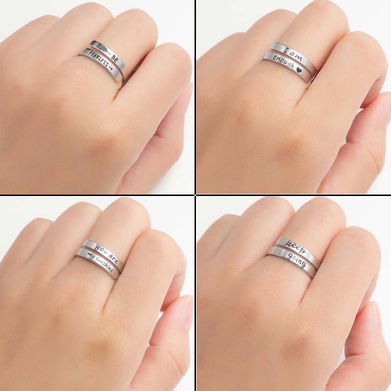 Retro Stainless Steel English Double Ring